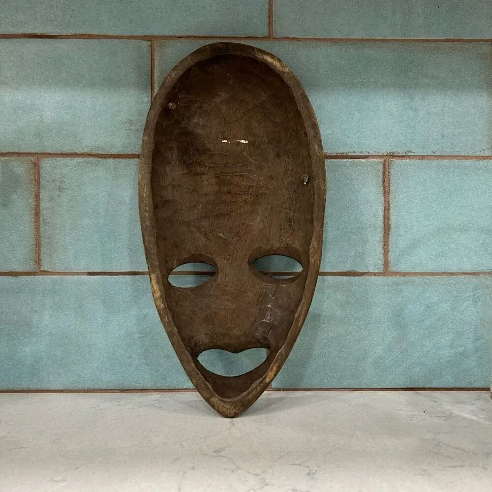 Vtg Handcarved African Man & Woman Wooden Mask Decorative Art 6